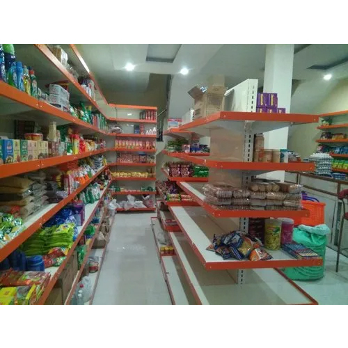 Grocery Display Rack - Customized Steel Storage Shelving, High Quality Polishing Finish for Commercial Use