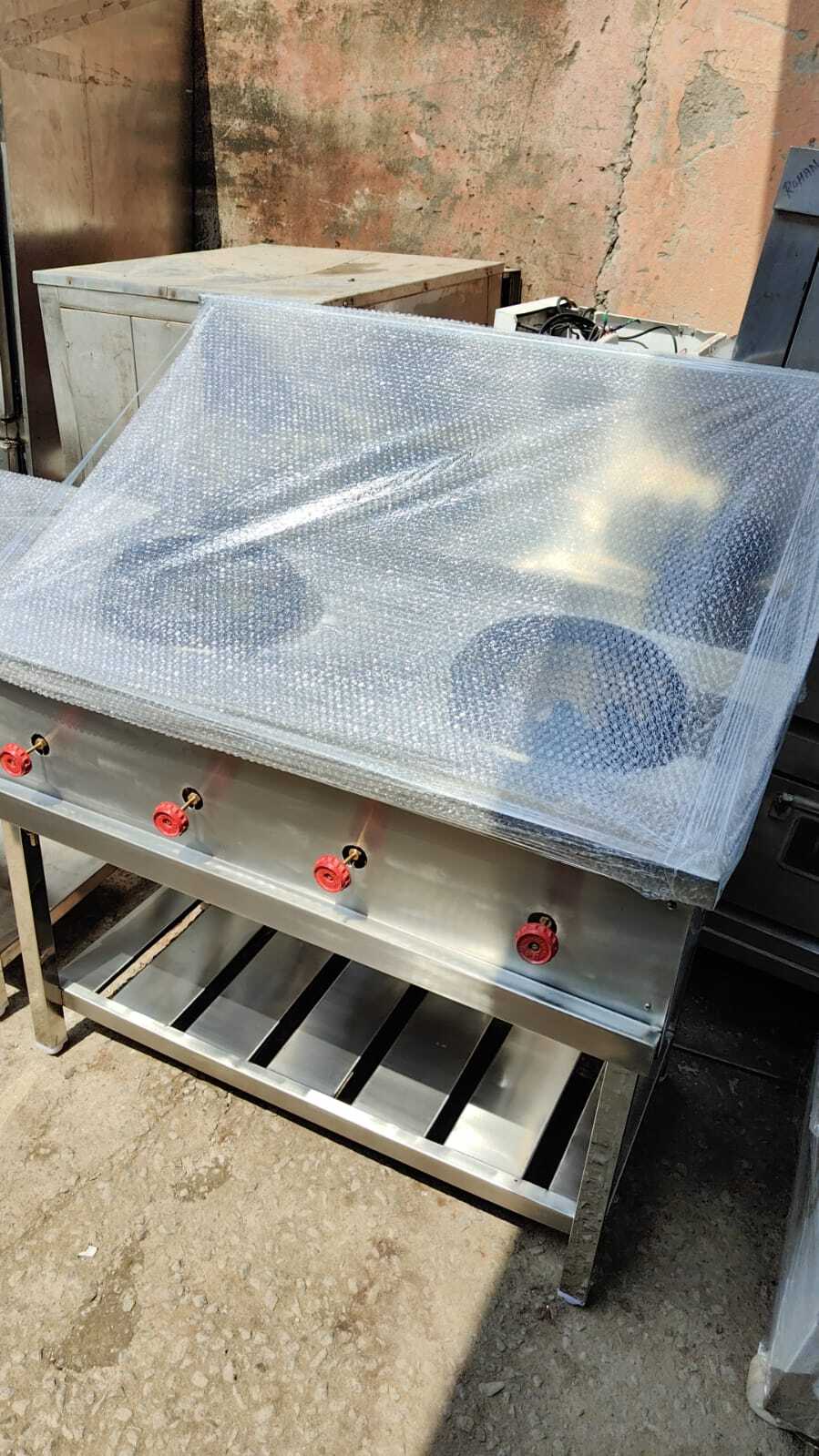 Used Commercial Double Burner Chinese Range - Color: Silver