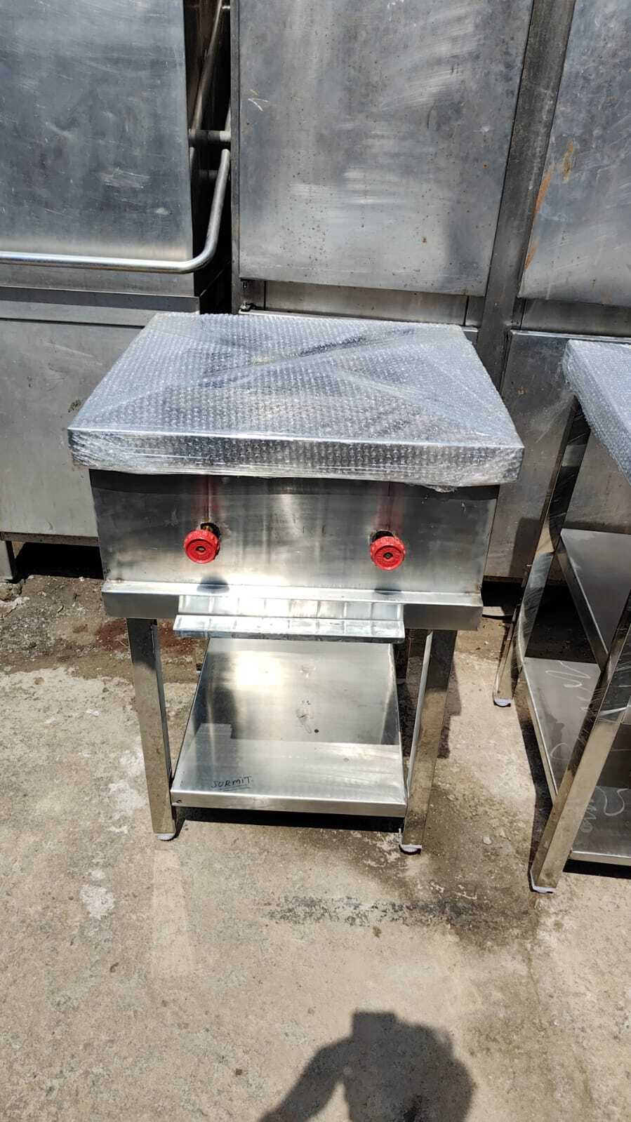 Used Commercial Double Burner Chinese Range - Color: Silver