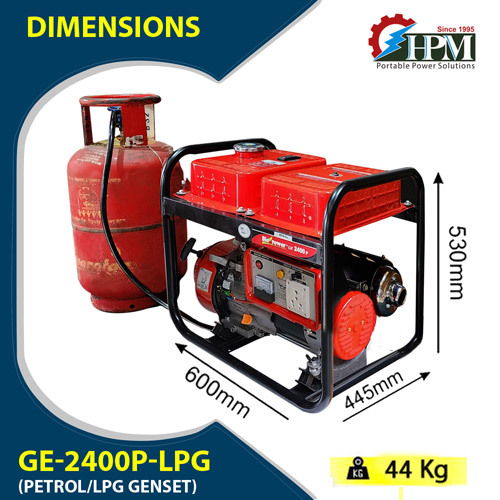 Petrol And Lpg Run 2.1 Kva Lpg Generator Model Ge-2400p-lpg Recoil Start