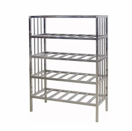 SS Shoe Rack - Stainless Steel, Multi-Tiered Design | Eco-Friendly Silver Finish, Ideal for Home and Hotel Use, Warranty Included