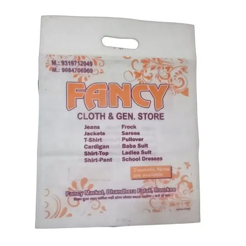 White D Cut Non Woven Bag - Durable Non Woven, Customized Size, Ivory White | Hot-Transfer Printing, Embossed Surface, Versatile with Handle