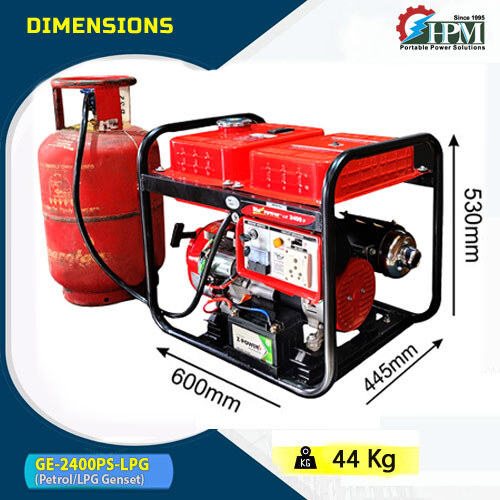 Petrol And Lpg Run 2.1 Kva Generator Model Ge-2400ps-lpg Recoil And Self Start