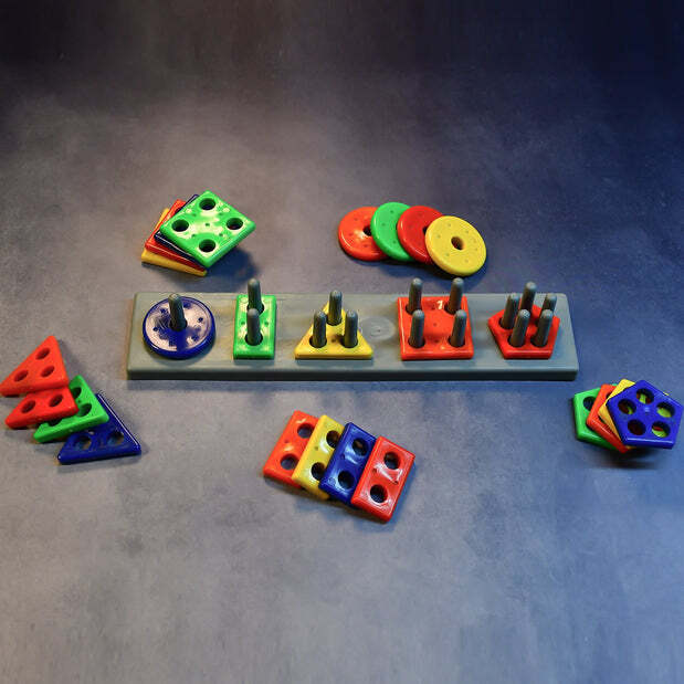 Geometric Brick 5 Angle Matching Column Blocks For Kids - Plastic, 30x7x5 Cm | Assorted Bright Colors, Enhances Logical Skills And Hand-eye Coordination