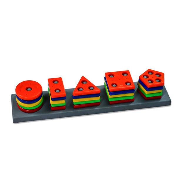 Geometric Brick 5 Angle Matching Column Blocks For Kids - Plastic, 30x7x5 Cm | Assorted Bright Colors, Enhances Logical Skills And Hand-eye Coordination