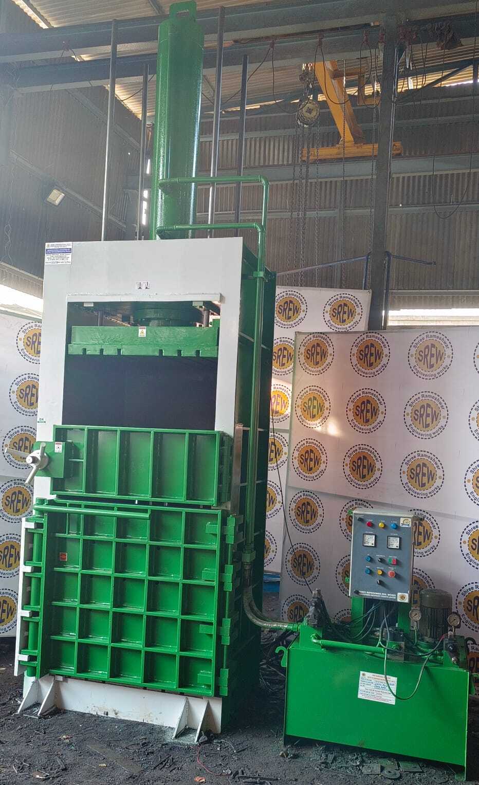 Fibc Bag Baling Press Machine - 150 Ton Capacity, 500 Kg Bale Weight, 25+3 Hp Motor, Hydraulic Power System | New Design, Blue & Yellow, 110x80x170 Inch, 2 Cylinder Configuration, 25-30 Minutes Production Rate