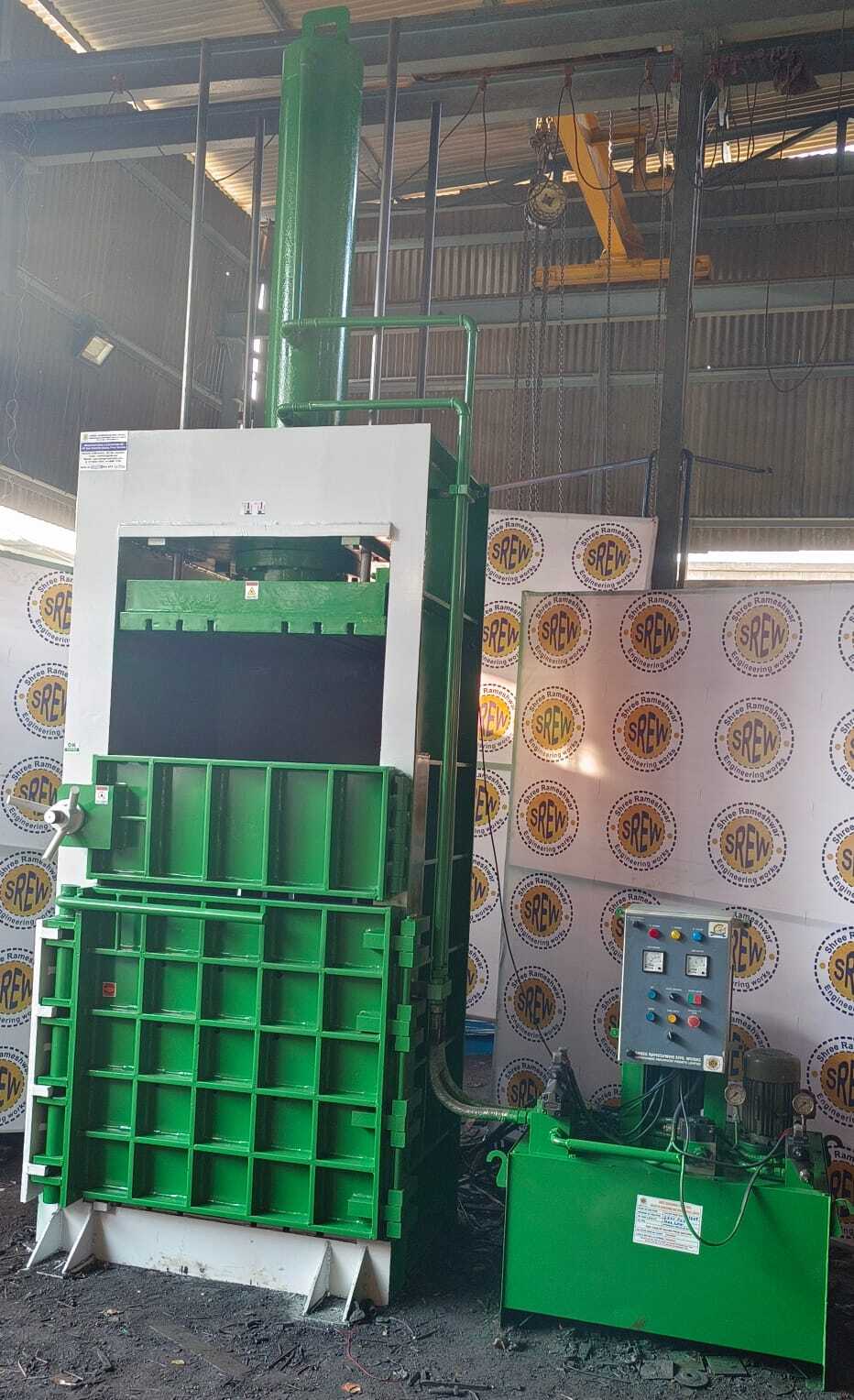 Fibc Bag Baling Press Machine - 150 Ton Capacity, 500 Kg Bale Weight, 25+3 Hp Motor, Hydraulic Power System | New Design, Blue & Yellow, 110x80x170 Inch, 2 Cylinder Configuration, 25-30 Minutes Production Rate
