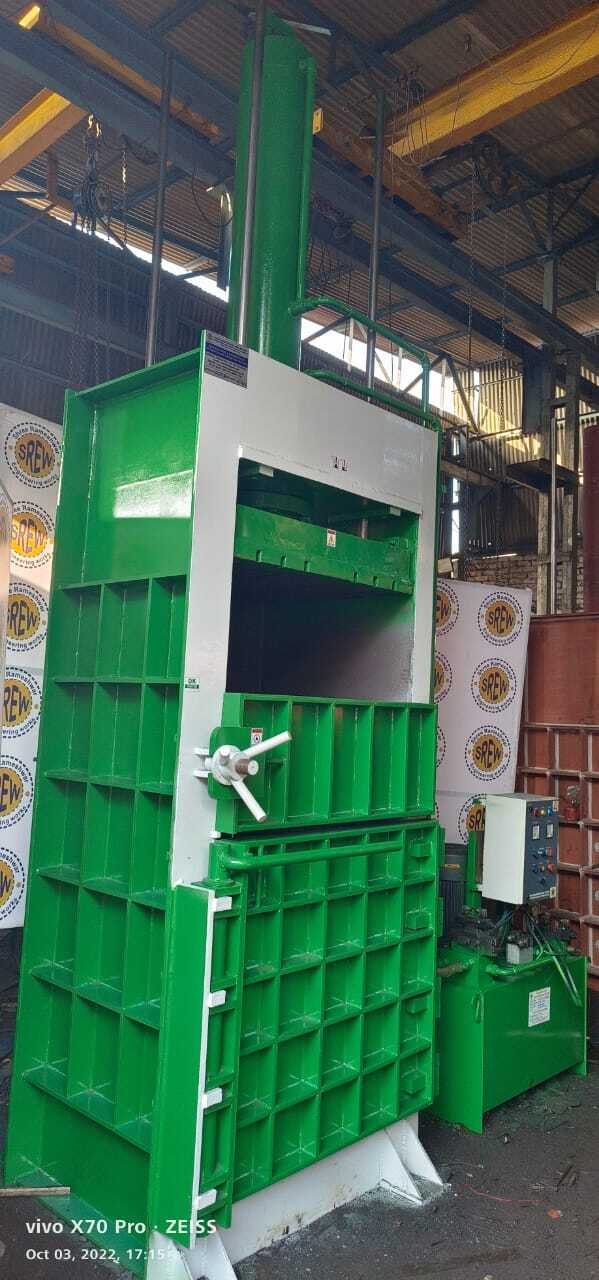 Fibc Bag Baling Press Machine - 150 Ton Capacity, 500 Kg Bale Weight, 25+3 Hp Motor, Hydraulic Power System | New Design, Blue & Yellow, 110x80x170 Inch, 2 Cylinder Configuration, 25-30 Minutes Production Rate