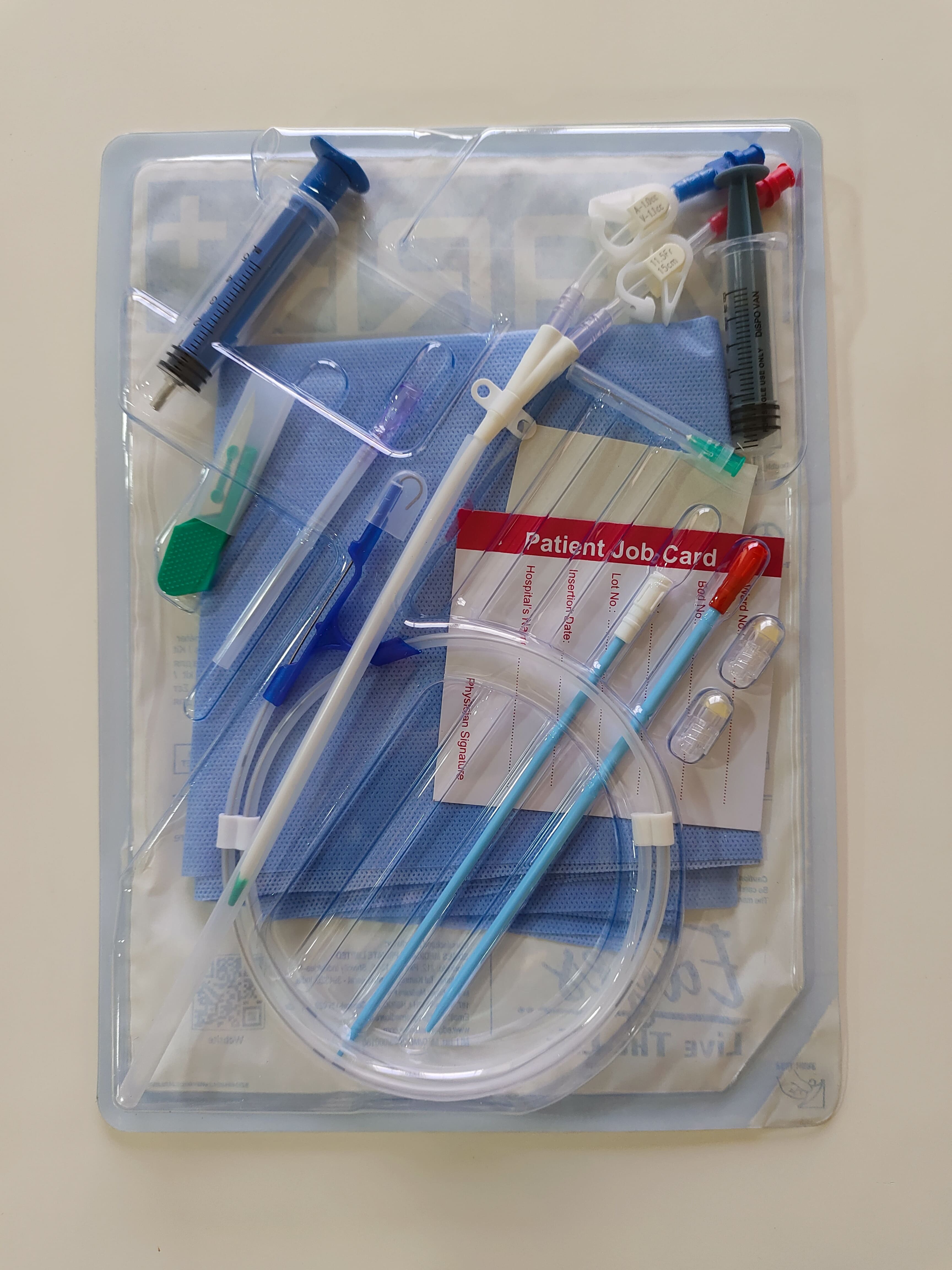 White High-flow 12fr 20cm Double Lumen Hemodialysis Catheter Kit (Straight) - Emergency Dialysis Access