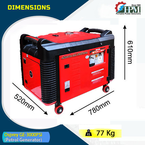 Petrol Generator 3 Kva Model Osprey Ge-3000psi Recoil And Self Start
