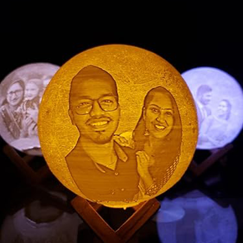 Customized 3d Printed Moon Lamp - Plastic, 17 Cm , 16 Color Light Options, Personalized Photo And Message Gift For Special Occasions