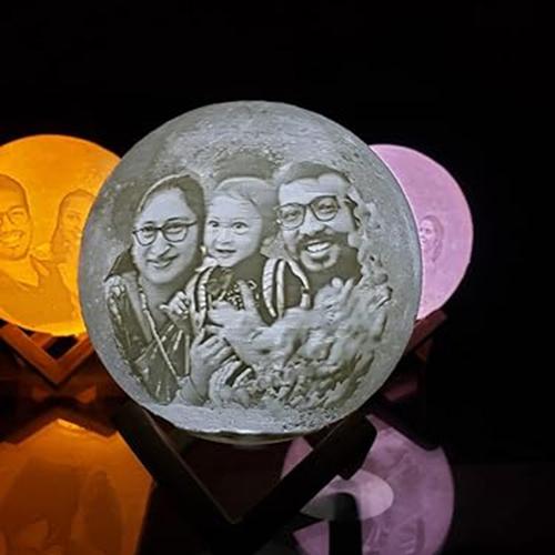 Plastic Hna Gifting Customized Personalized Photo 3d Print Moon Lamp Night Lamp For Gifting Birthday Anniversary 3 Color 20 Cm