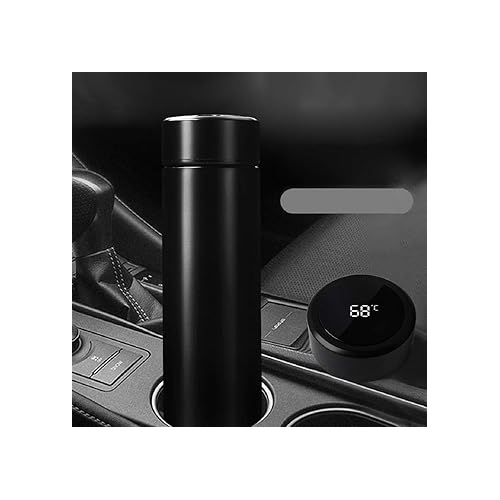 Hna Gifting Customized Stainless Steel Water Bottle - 500 Ml Matte Black, Smart Lcd Touch Screen Keep Cold Feature