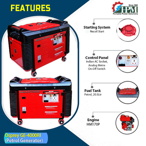 Petrol Generator 4 Kva Model Osprey Ge-4000ri Recoil Start