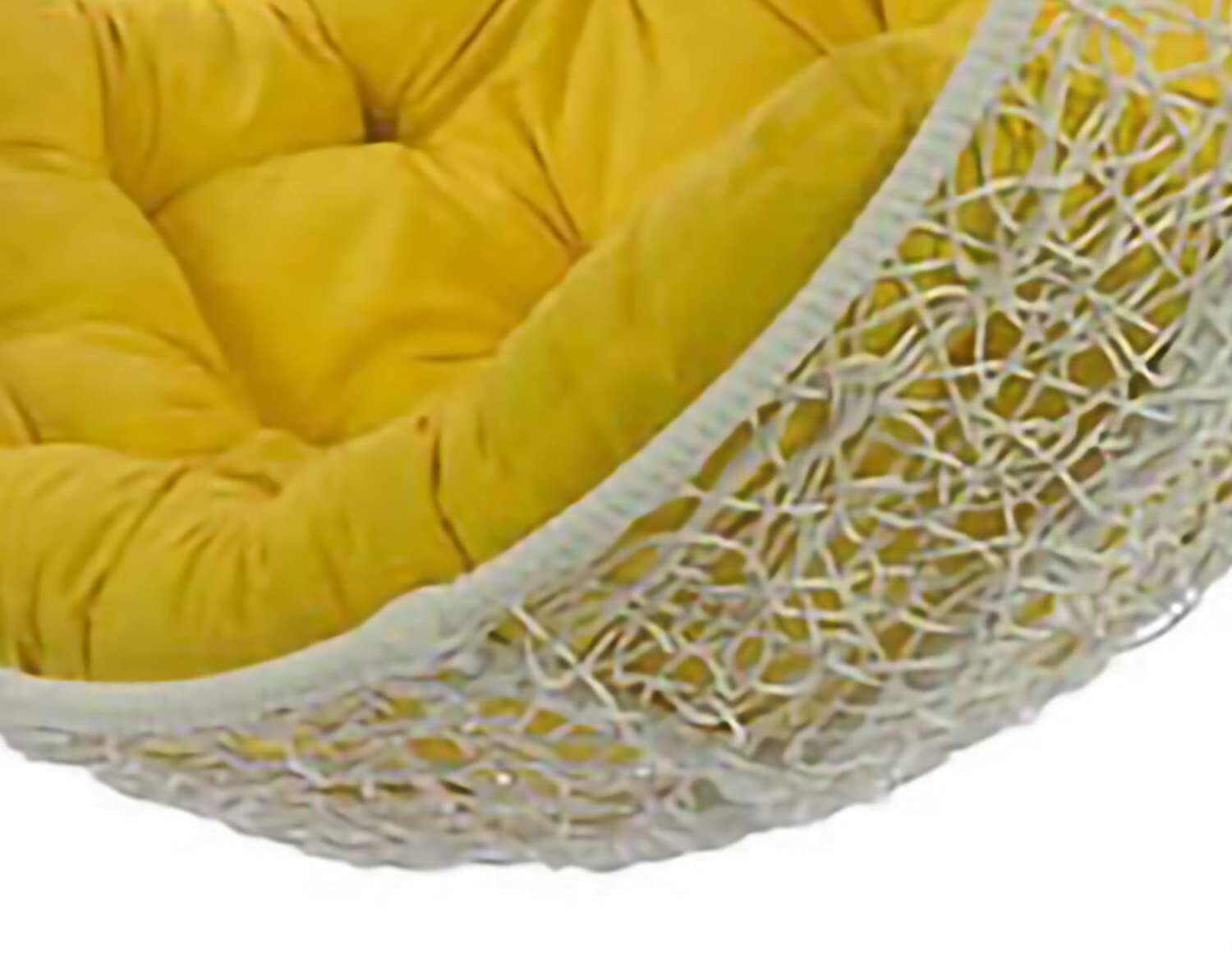 Rattan Swing Chair - Iron Frame, 94.5 Cm Wide, White/yellow Color | All Weather Support, Luxury Comfort, Durable, Easy To Clean, Eco-friendly, Uv Resistant, Water Resistant