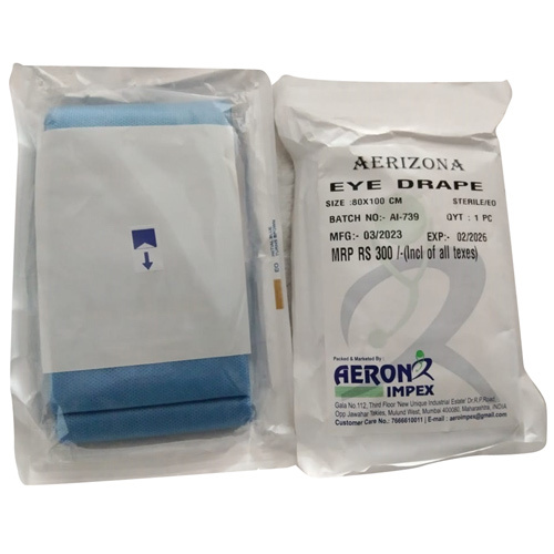 Medical Grade Eye Drape - 80x100 Cm , Disposable Blue Rectangular Dressing For Eye Surgeries