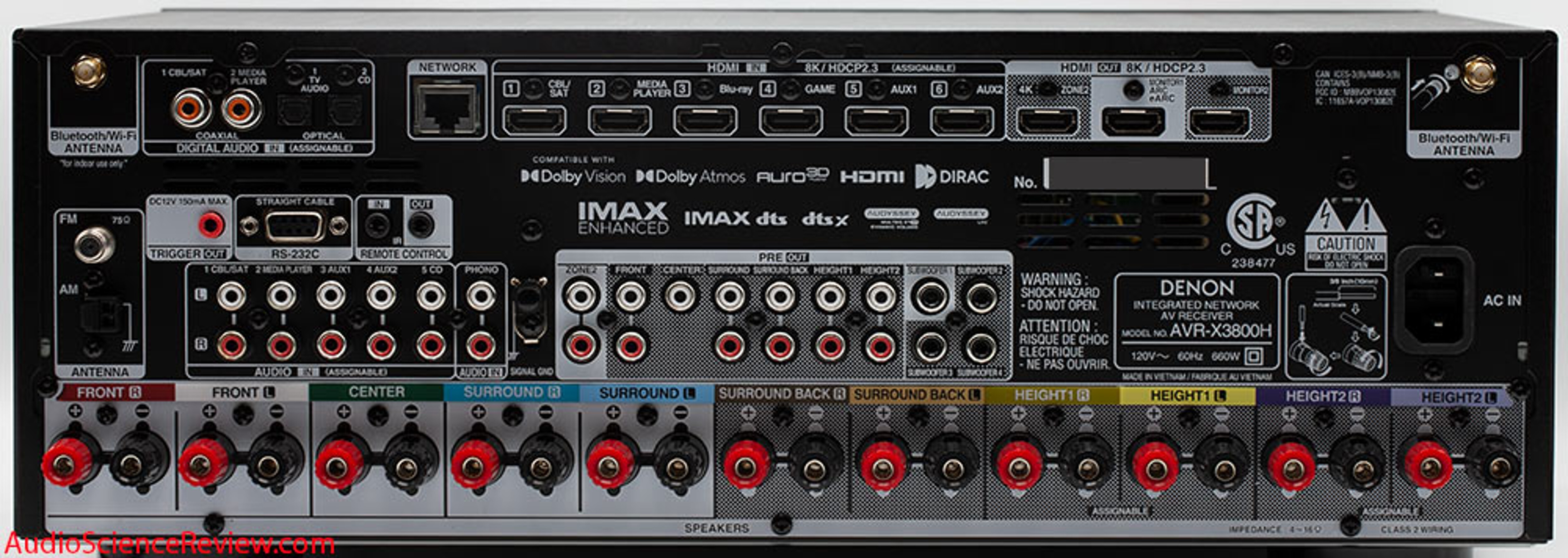 Denon Avr-x3800h 9.4 Channel 8k Home Theater Receiver - Color: Black