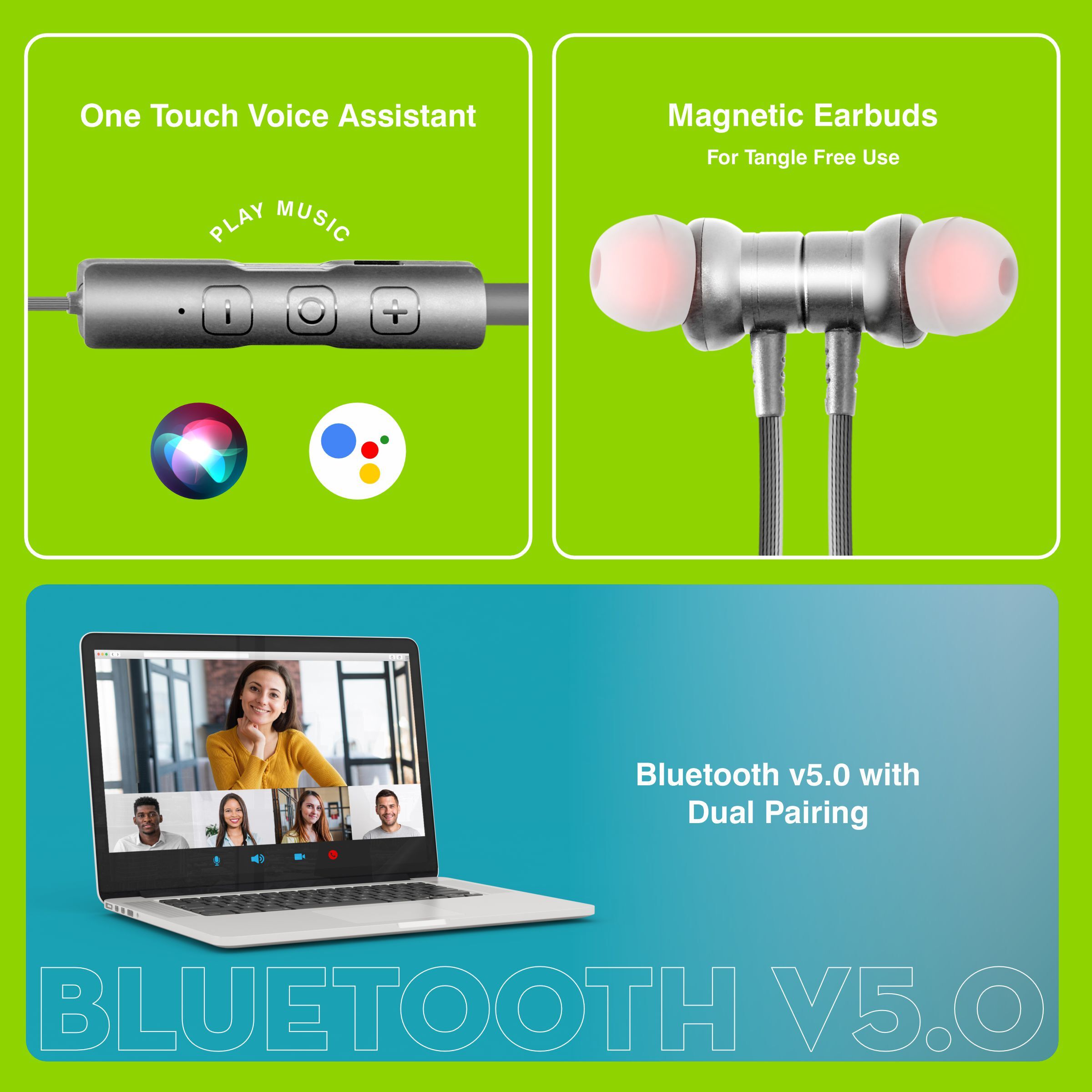 Wireless Earphone - Plastic Body, Bluetooth V 5.0 | 18 Hours Playtime, Voice Assistant Enabled, Usb-c Charging, Multiple Color Options