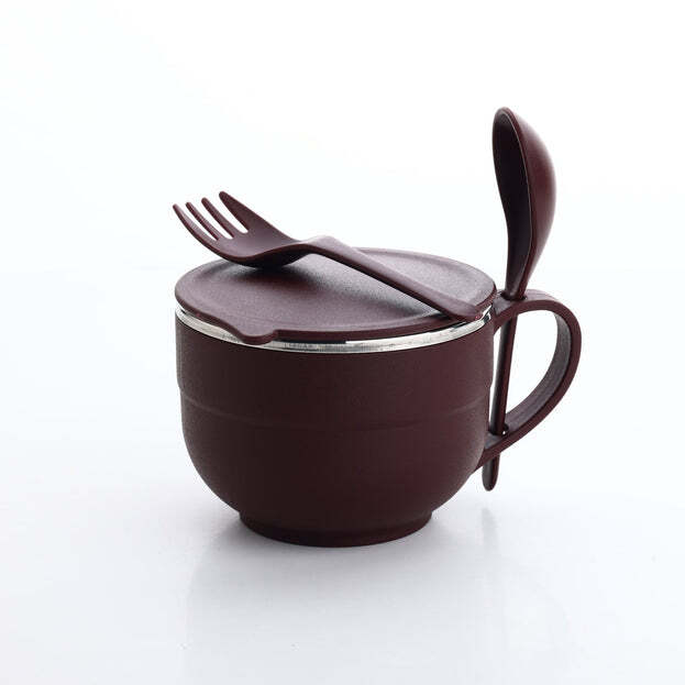 Noodles And Soup Bowl With Spoon And Fork Handle Spoon Holder Stainless Steel Bowl And Spoon Set