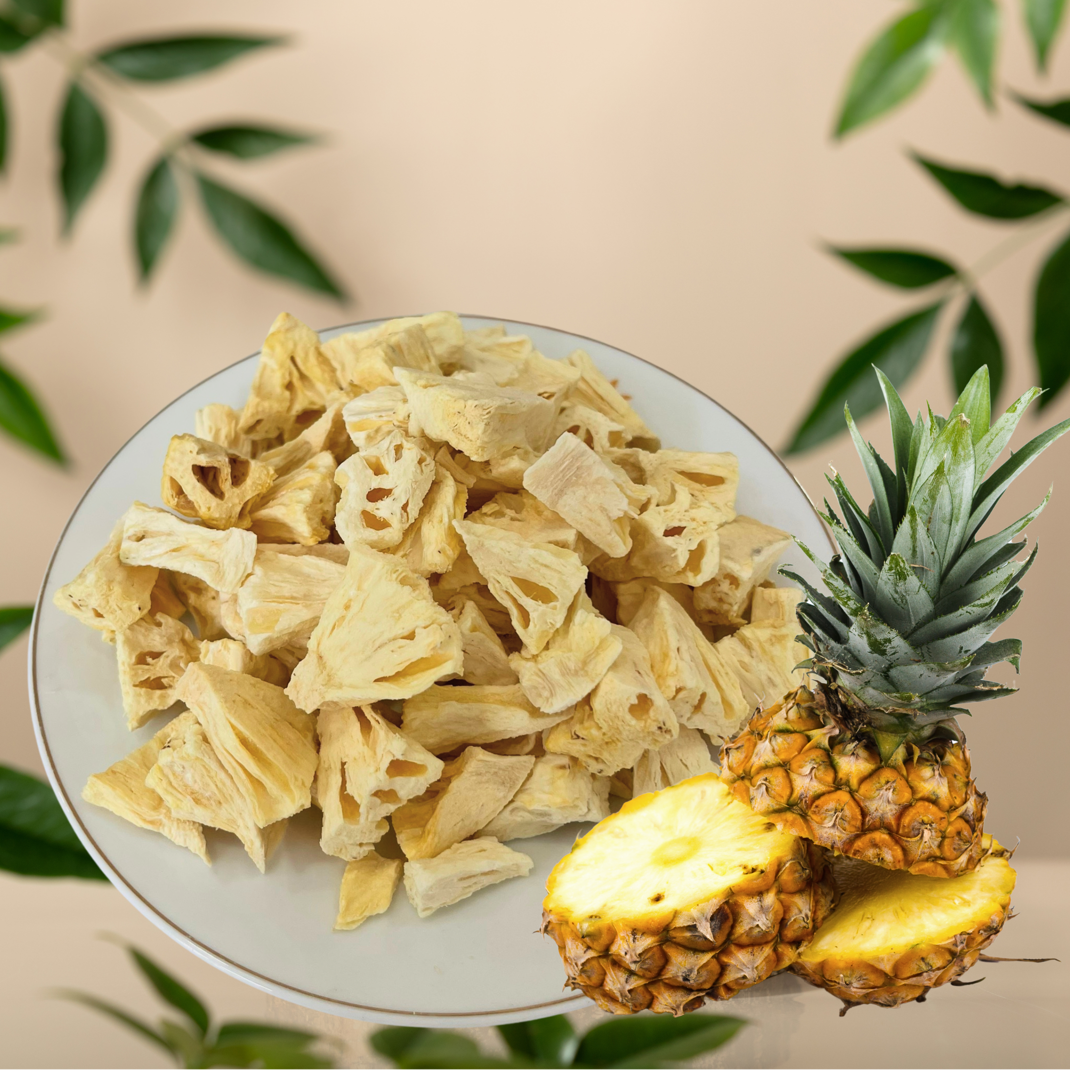 Freeze Dried Pineapple - 100% Pure Freeze-dried Pineapple, Whole & Crispy , No Added Sweeteners Or Preservatives, Low Moisture, Hand-peeled