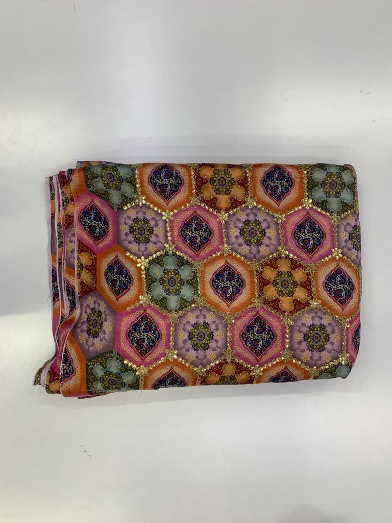 Indian Parvati Viscose Crepe Multicolor Fabric