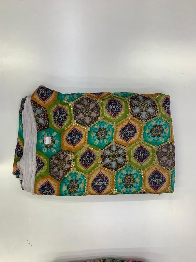 Indian Parvati Viscose Crepe Multicolor Fabric