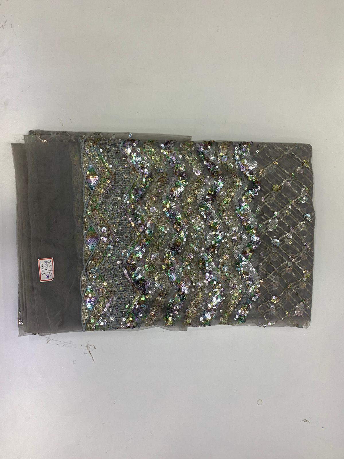 Net Multicolor Fabric - Other Material, Embroidered Pattern , All Season Appliqued With Sequin Decoration