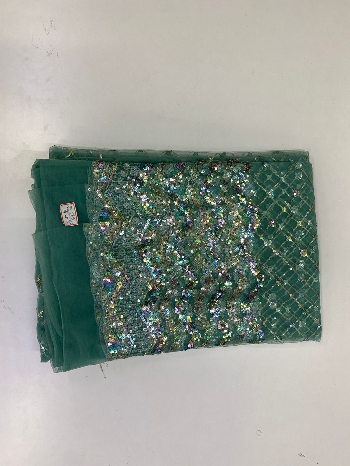 Net Multicolor Fabric - Other Material, Embroidered Pattern , All Season Appliqued With Sequin Decoration