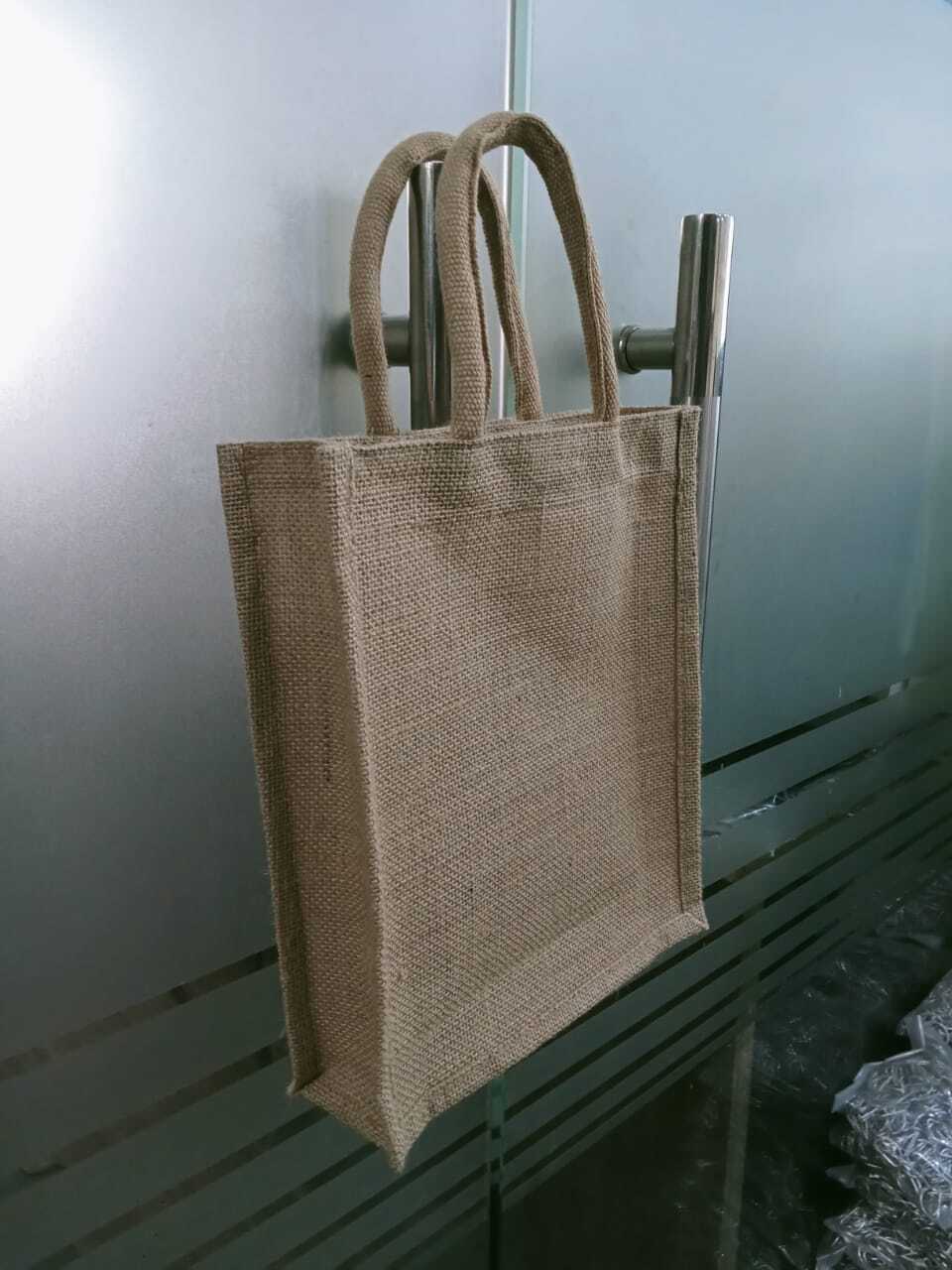 Jute Bag 3 - Heavy Jute Fabric, 8x10x4 Inches, Natural Color | Durable And Biodegradable, Featuring Padded Webbing Handles For Comfortable Carrying