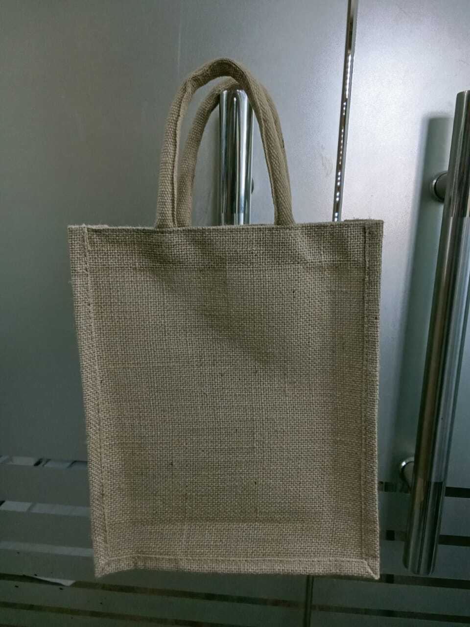 Jute Bag 3 - Heavy Jute Fabric, 8x10x4 Inches, Natural Color | Durable And Biodegradable, Featuring Padded Webbing Handles For Comfortable Carrying