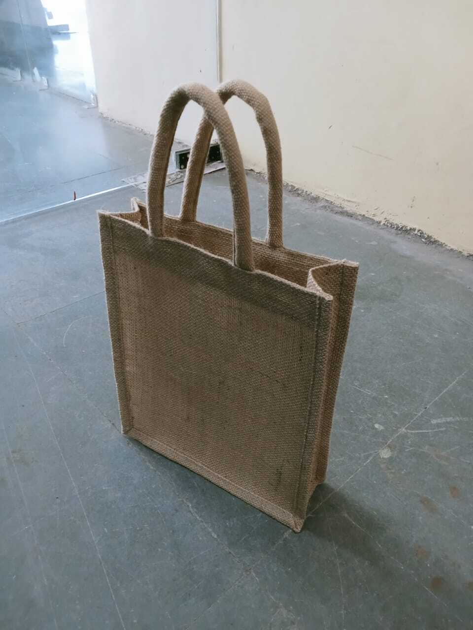 Jute Bag 3 - Heavy Jute Fabric, 8x10x4 Inches, Natural Color | Durable And Biodegradable, Featuring Padded Webbing Handles For Comfortable Carrying