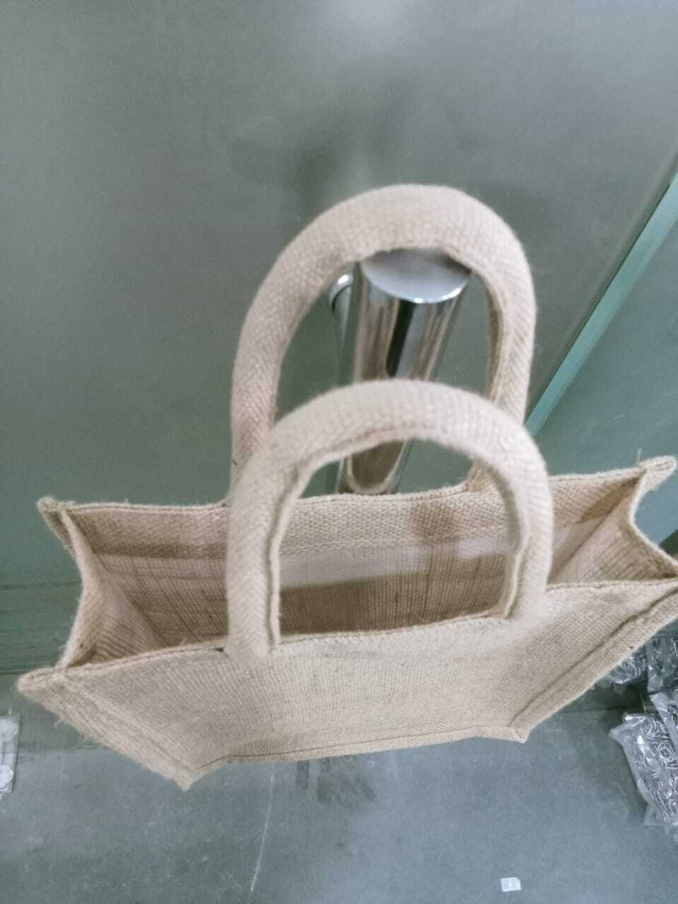 Jute Bag 3 - Heavy Jute Fabric, 8x10x4 Inches, Natural Color | Durable And Biodegradable, Featuring Padded Webbing Handles For Comfortable Carrying