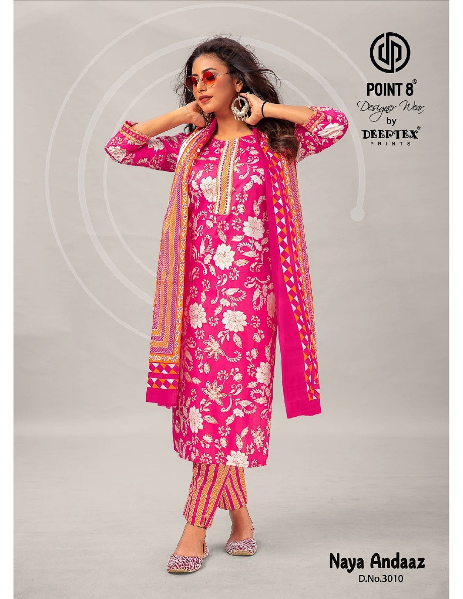 Deeptex Naya Andaaz Vol-3 Kurti Pant With Dupatta - Top Pure Cotton Printed, Size L(40)/xl(42)/2xl(44)/3xl(46), 2.25 Mtrs Dupatta
