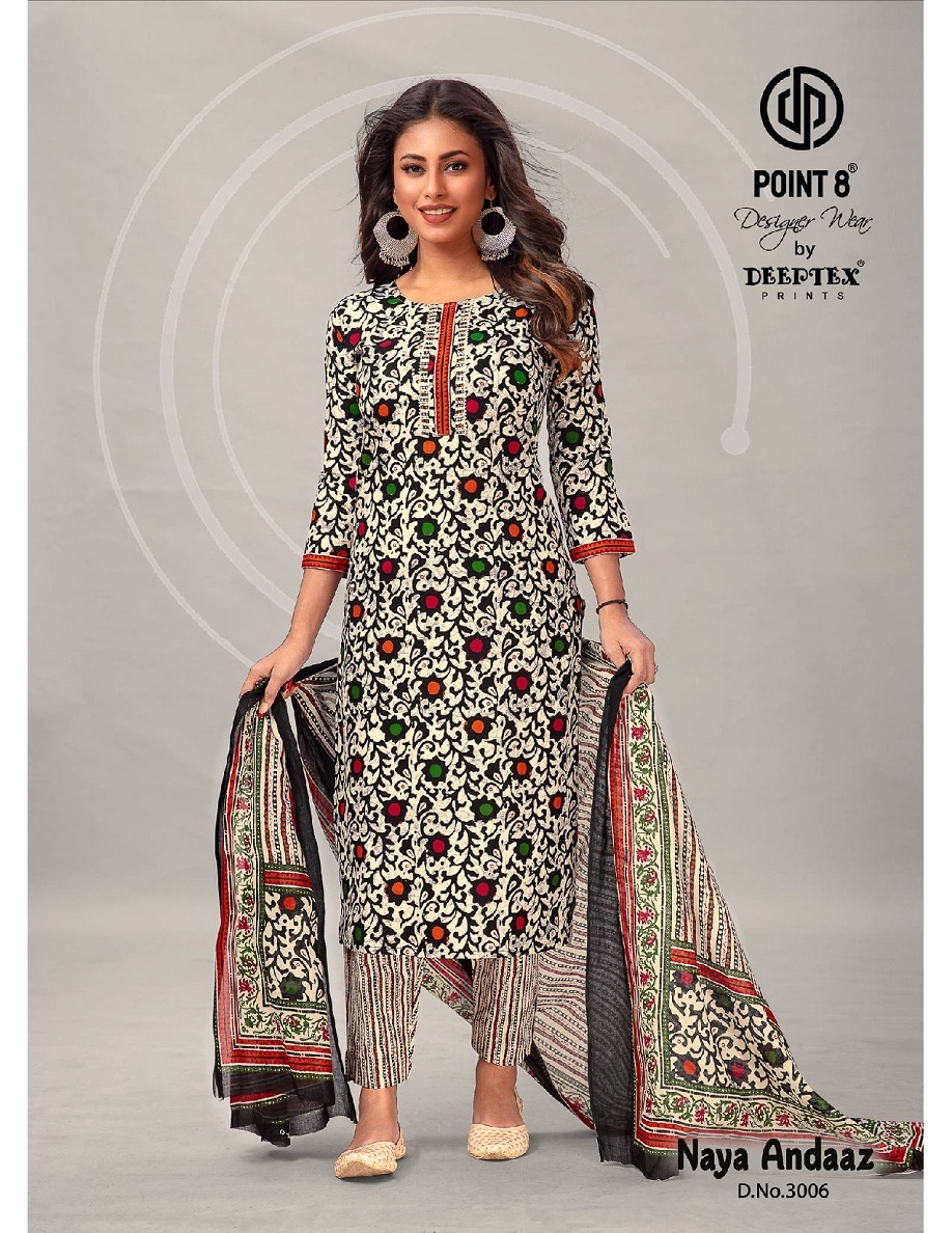 Deeptex Naya Andaaz Vol-3 Kurti Pant With Dupatta - Top Pure Cotton Printed, Size L(40)/xl(42)/2xl(44)/3xl(46), 2.25 Mtrs Dupatta