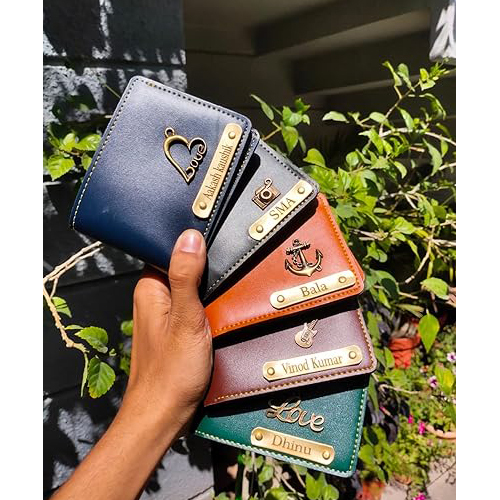 Hna Gifting Customized Mens Wallet Gifts For Men - Faux Leather, Pack Of 1, 2 Cash Slots, 3 Card Slots, Available In 6 Colors With 49 Charms