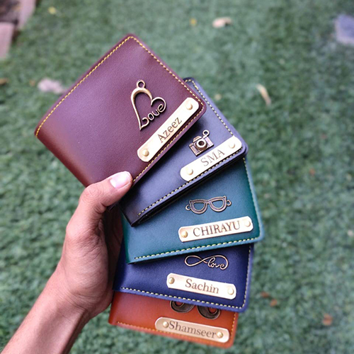 Customized Faux Leather Mens Wallet - Multiple Sizes Available, 2 Cash Slots, 3 Card Slots, 6 Color Options With Personalizable Charms For Gifting On Special Occasions