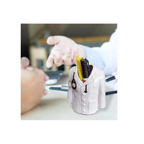 Hna Gifting Customize Doctor Coat Pen Pencil Holder Stand For Desk And Offices Tables - Plastic Material Available In Different Sizes | Multipurpose Stationery Organizer For Kids And Adults