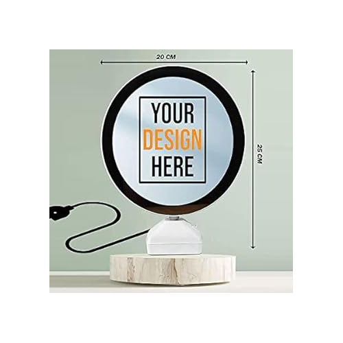 Hna Gifting Magic Mirror Cum Photo Frame With Led Lights For Home Decor - Round Design, Elegant White Finish, Illuminating Photo Display Lamp