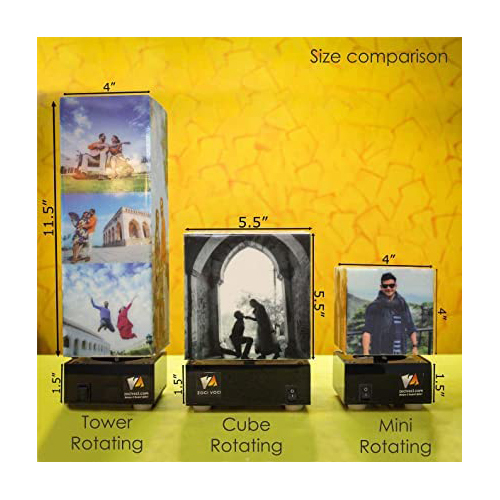 Indian Hna Gifting Anniversary Gift Personalized With 4 Photos Nostalgia Acrylic Rotating Photo Lamp Led Photo Frames Hd Print Quality Matt Finish