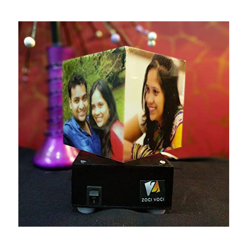 Indian Hna Gifting Anniversary Gift Personalized With 4 Photos Nostalgia Acrylic Rotating Photo Lamp Led Photo Frames Hd Print Quality Matt Finish
