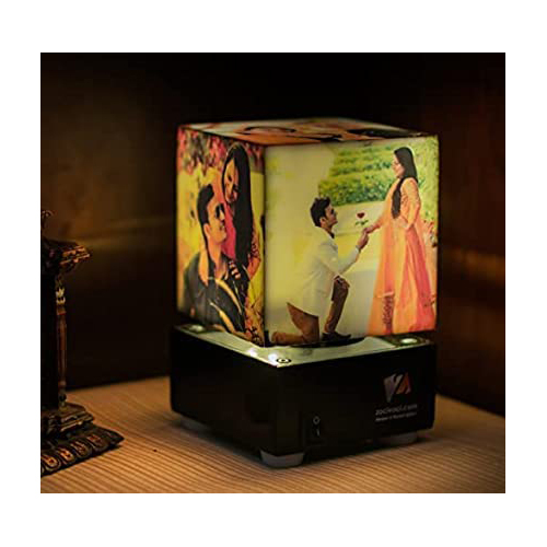 Indian Hna Gifting Anniversary Gift Personalized With 4 Photos Nostalgia Acrylic Rotating Photo Lamp Led Photo Frames Hd Print Quality Matt Finish