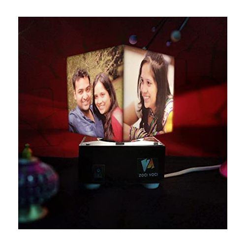 Indian Hna Gifting Anniversary Gift Personalized With 4 Photos Nostalgia Acrylic Rotating Photo Lamp Led Photo Frames Hd Print Quality Matt Finish