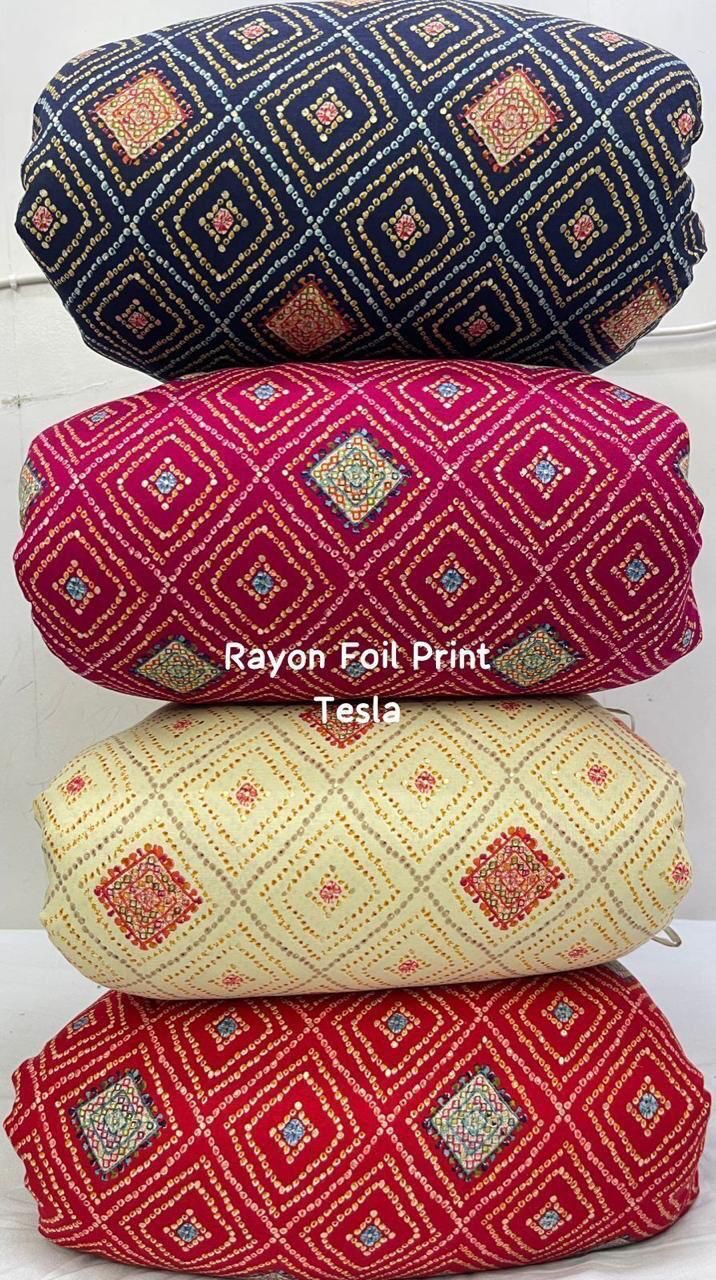Rayon Foil Printed Fabric - Color: Multicolour