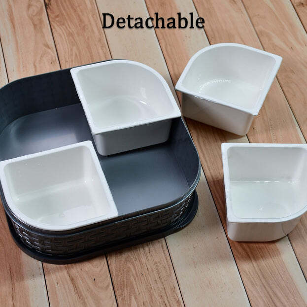 Plastic 4 Sections Multipurpose Dry Fruit Chocolates Mouth Freshener Sweet Box Set Serving Tray