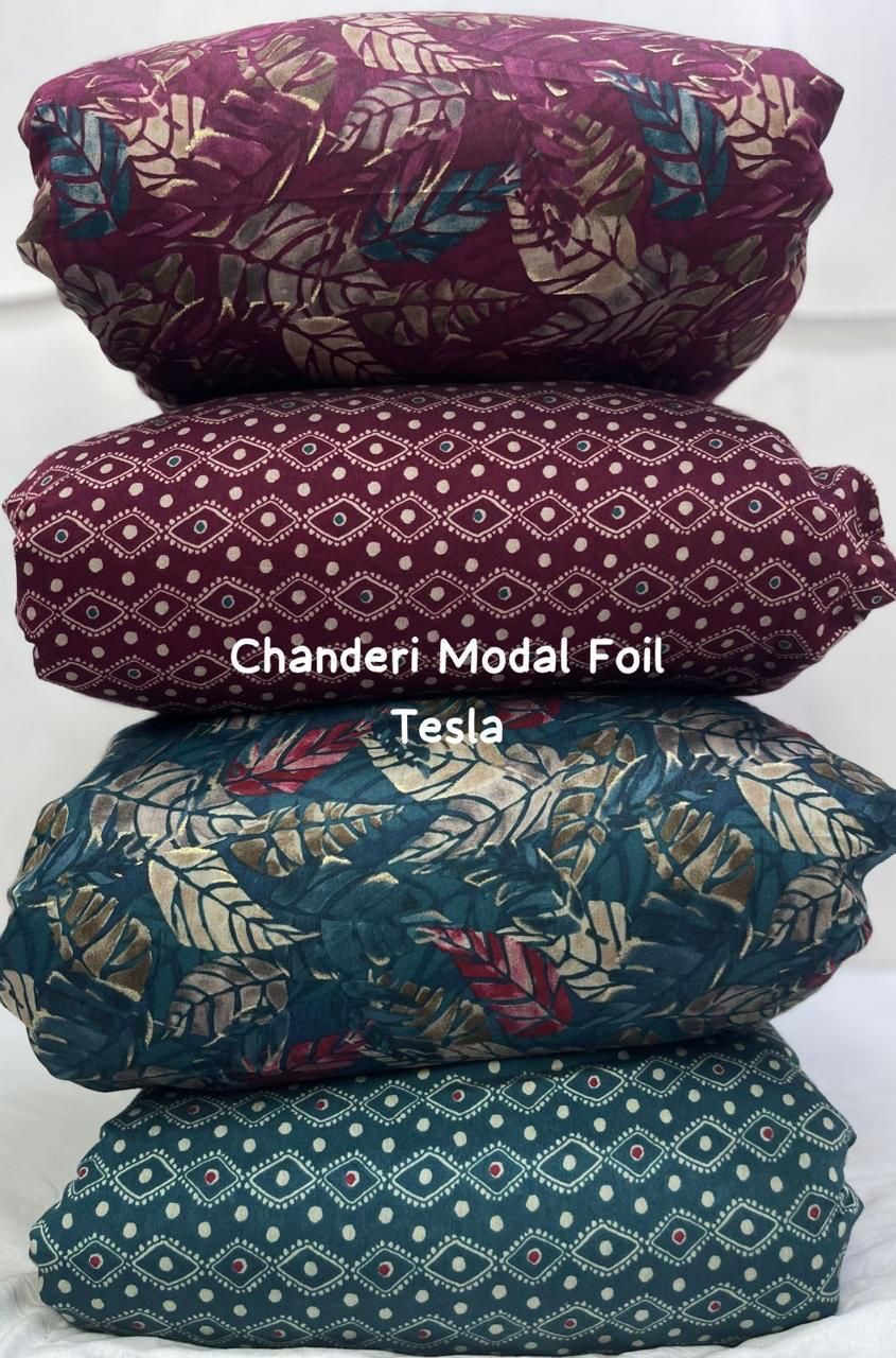 Modal Chanderi Foil Print - Color: Multicolour