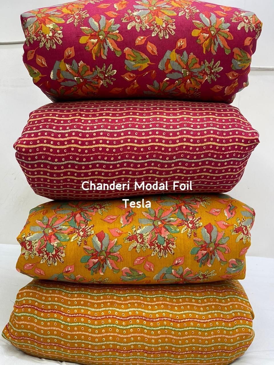 Modal Chanderi Foil Print - Color: Multicolour