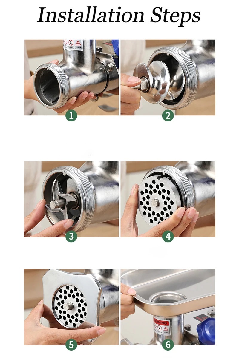 Electric Meat Mincer - Stainless Steel, 406x178x406 Mm, Silver | Fully Automatic, 50 Kg/hr Capacity, Includes Accessories