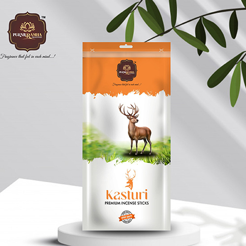Kasturi Incense Stick In Pouch - 100% Natural Bamboo, Herbal Aroma | Eco-Friendly, Long-Lasting Burn, Ideal for Meditation and Relaxation