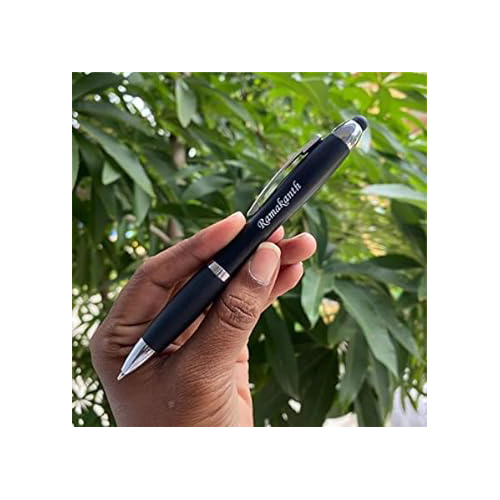 Hna Gifting Personalized Multi Color Led Pen With Name Engraved - Black, Various Sizes Available | Ideal Gift For Any Special Occasion (Pack Of 1)