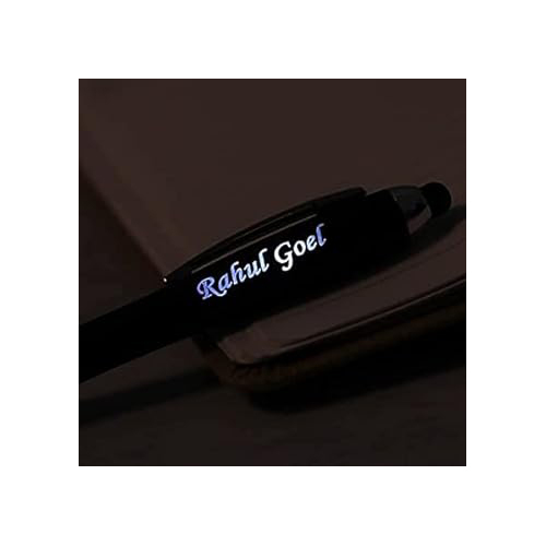 Hna Gifting Personalized Multi Color Led Pen With Name Engraved - Black, Various Sizes Available | Ideal Gift For Any Special Occasion (Pack Of 1)